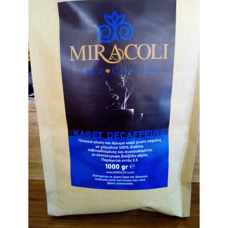 Espresso decafeine Miracoli 100% arabica.